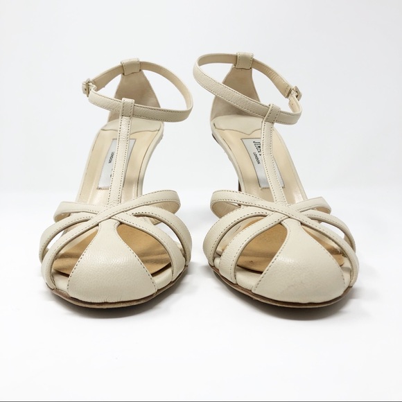 Jimmy Choo London Cream Leather Mary Jane Heel - Picture 3 of 16